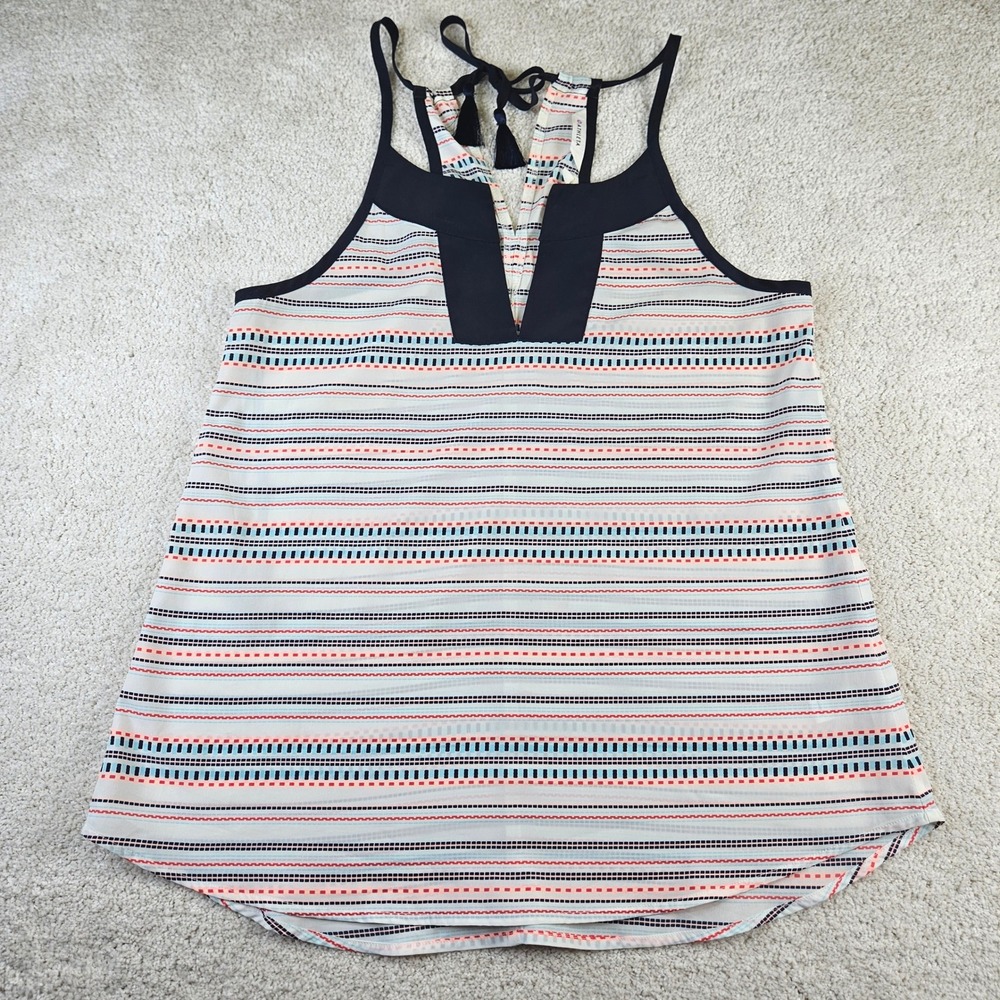 Women Athleta Striped Tank Top Sleeveless Tie Back Casual Blouse Athleisure Sz S